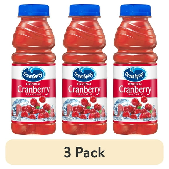 (3 pack) Ocean Spray Cranberry Juice Drink Cocktail, 15.2 fl oz Bottle, Shelf-Stable