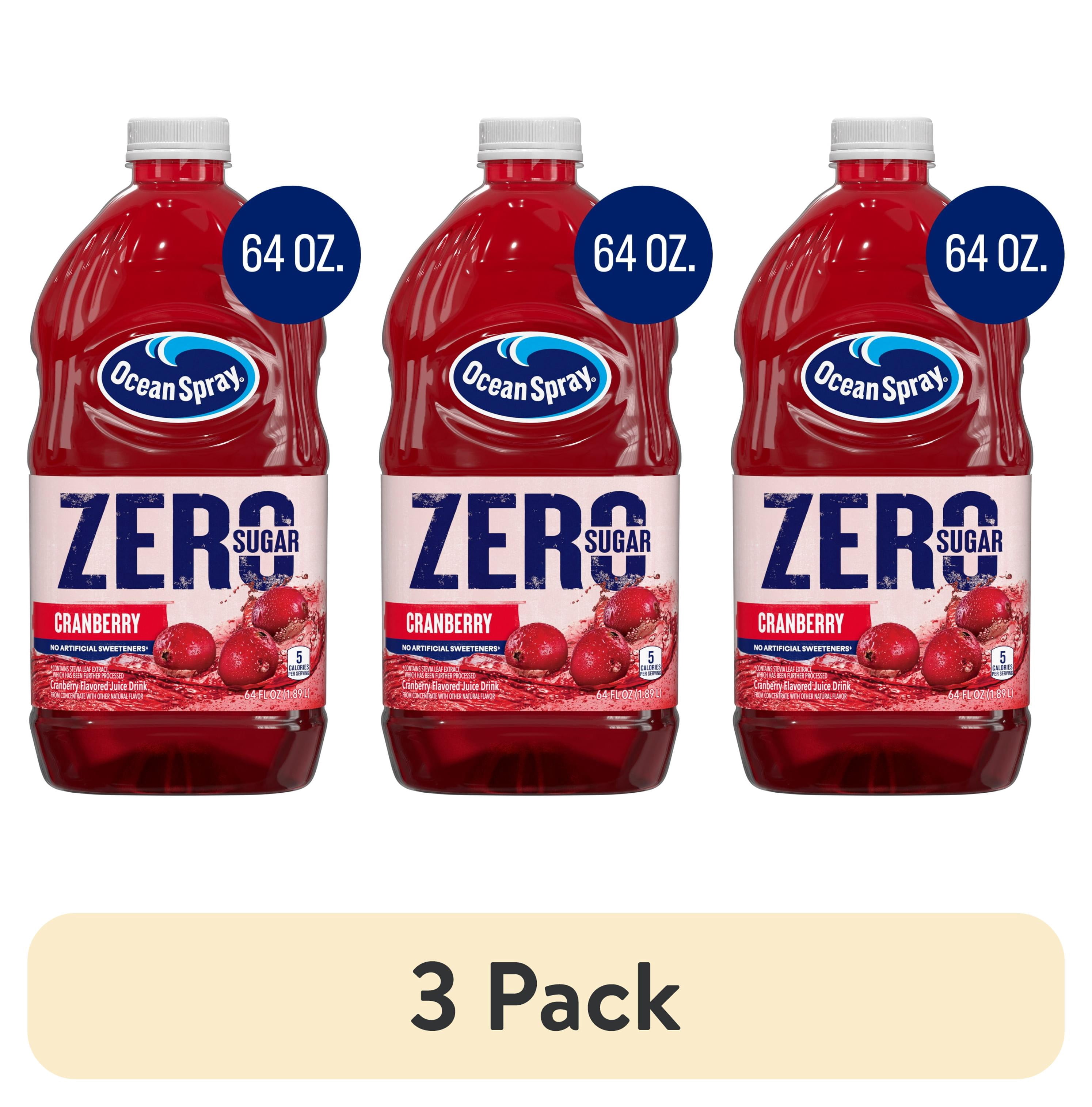 (3 pack) Ocean Spray® ZERO Sugar Cranberry Juice Drink, 64 fl oz Bottle