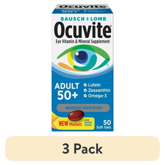 (3 pack) Ocuvite Adult 50+ Eye Vitamin and Mineral Supplement, Soft Gel 50 ct