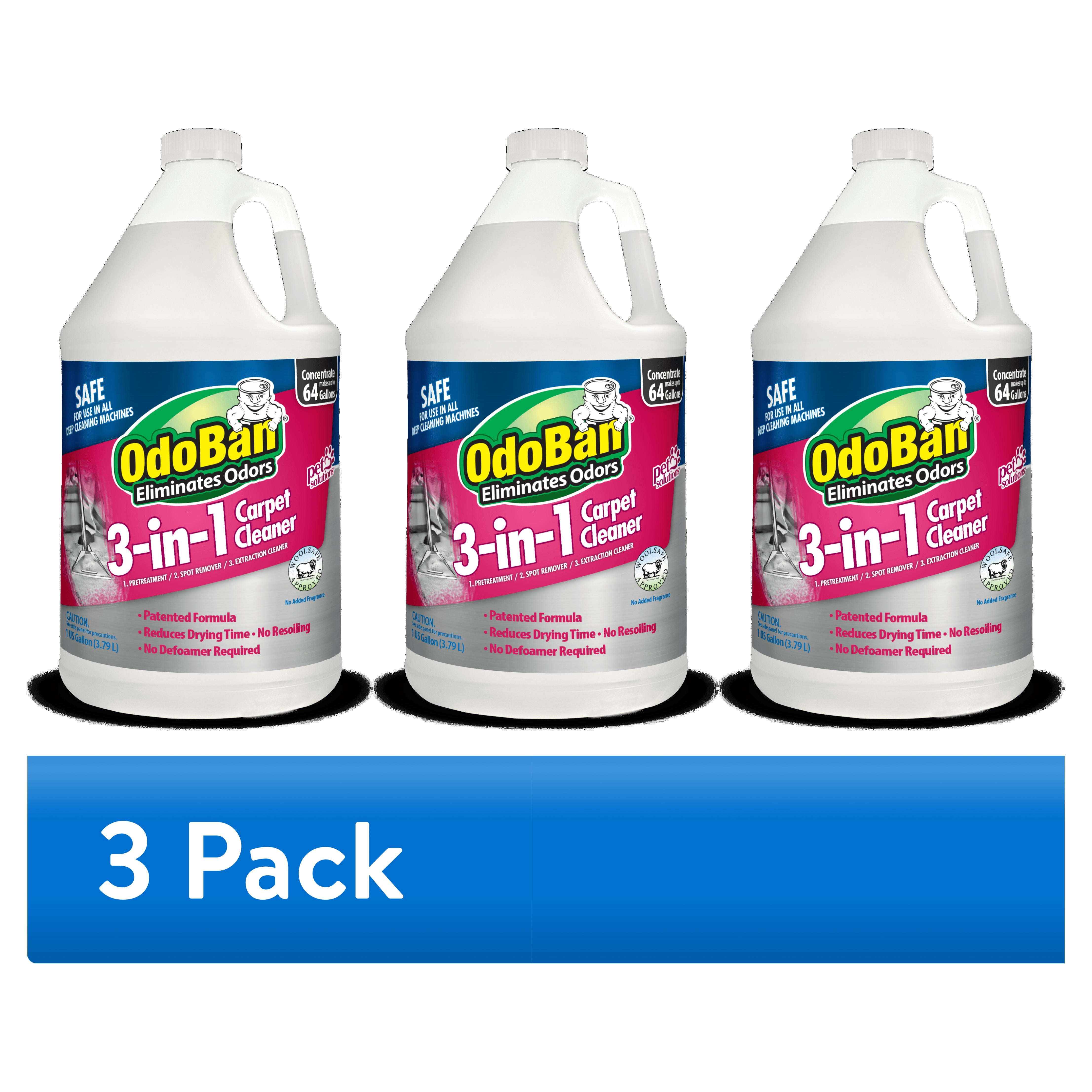 (3 pack) OdoBan 3-in-1 Carpet Cleaner Concentrate, 1 Gallon