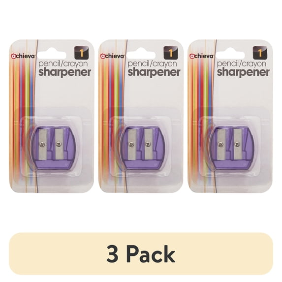 (3 pack) Officemate Achieva Twin Pencil and Crayon Sharpener, Assorted Translucent Colors (30230)