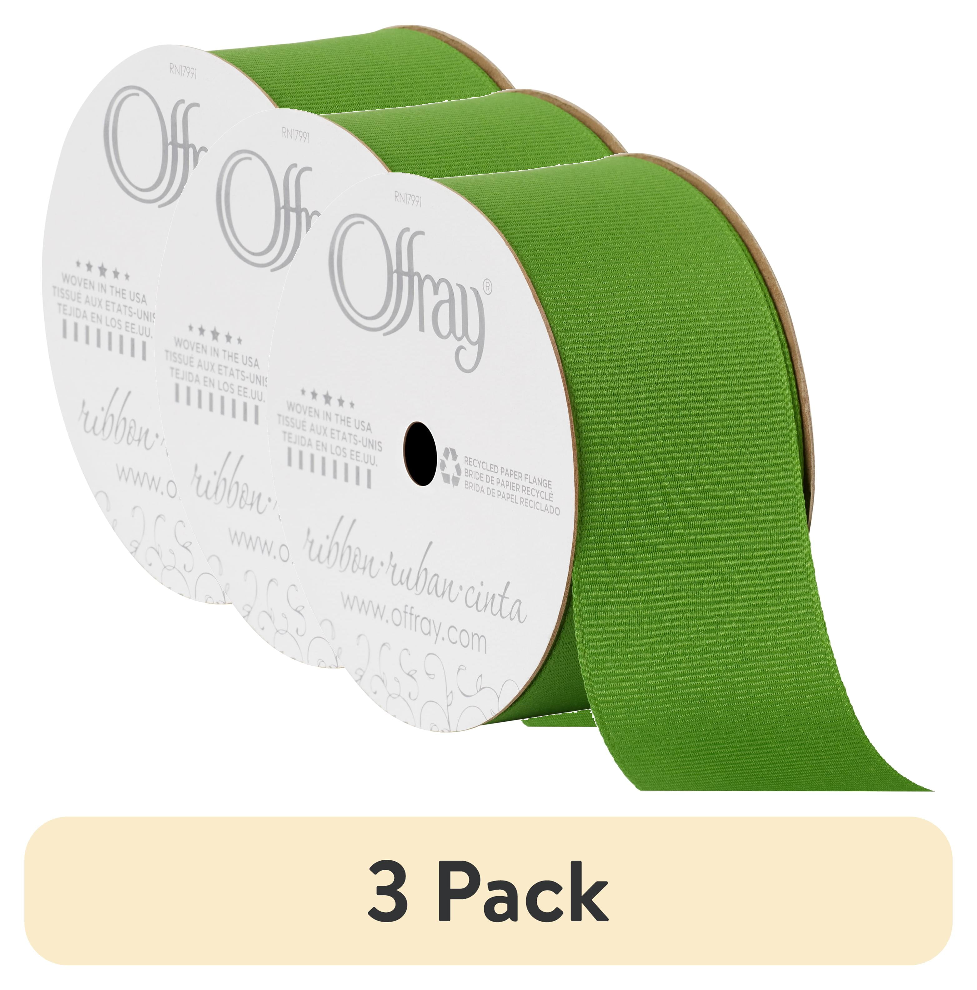(3 pack) Offray 1.5" x 12' Apple Green Grosgrain Ribbon, 1 Each