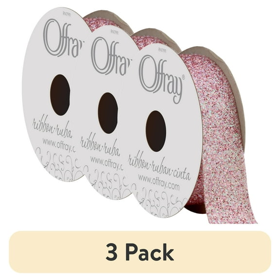 (3 pack) Offray 7/8" Pink Glitter Ribbon, 1 Each
