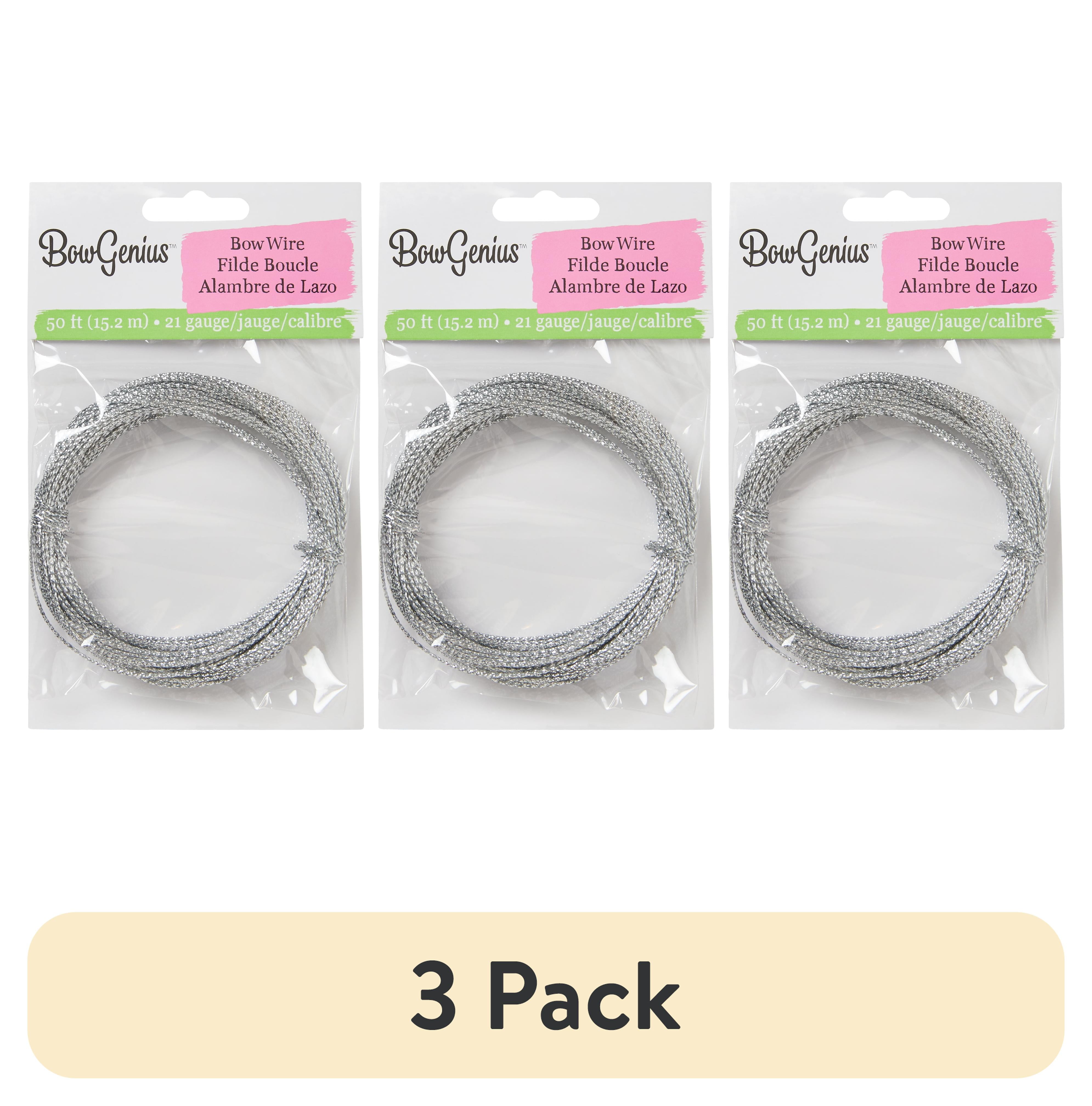 (3 pack) Offray accessories, 21 gauge silver bow wire, 50 feet, perfect for bow making, 1 package
