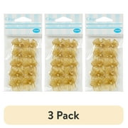 Offray accessories, gold 5/8 inch 2 loop bow with pearl accessor yard for wedding, hair clips, and scrapbooking, 10 count, 1 package