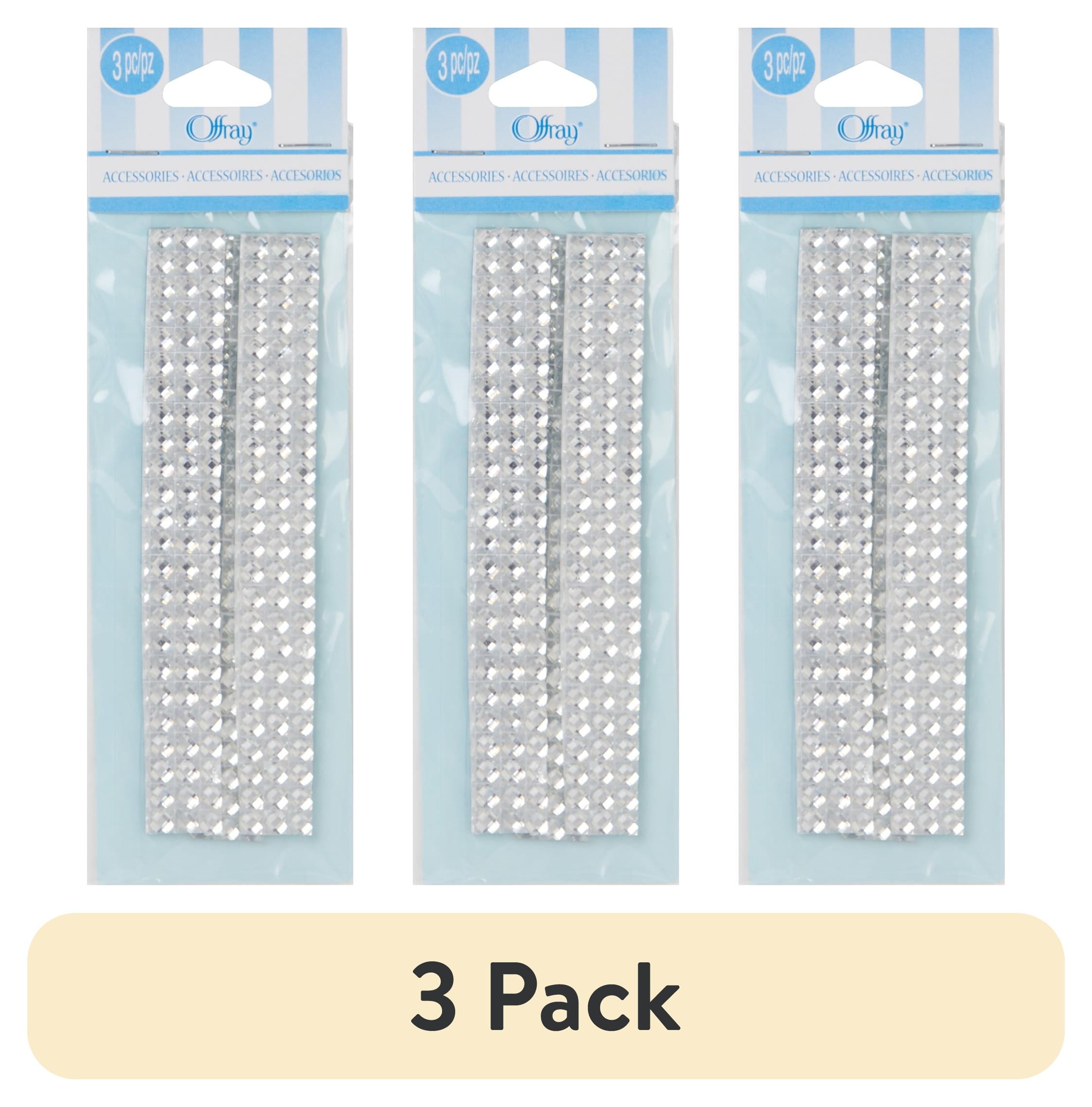 (3 pack) Offray Accessories, Silver Adhesive Gems are great additions to self printed invitations, scrap booking or any craft project, 3 strips, 1 Package