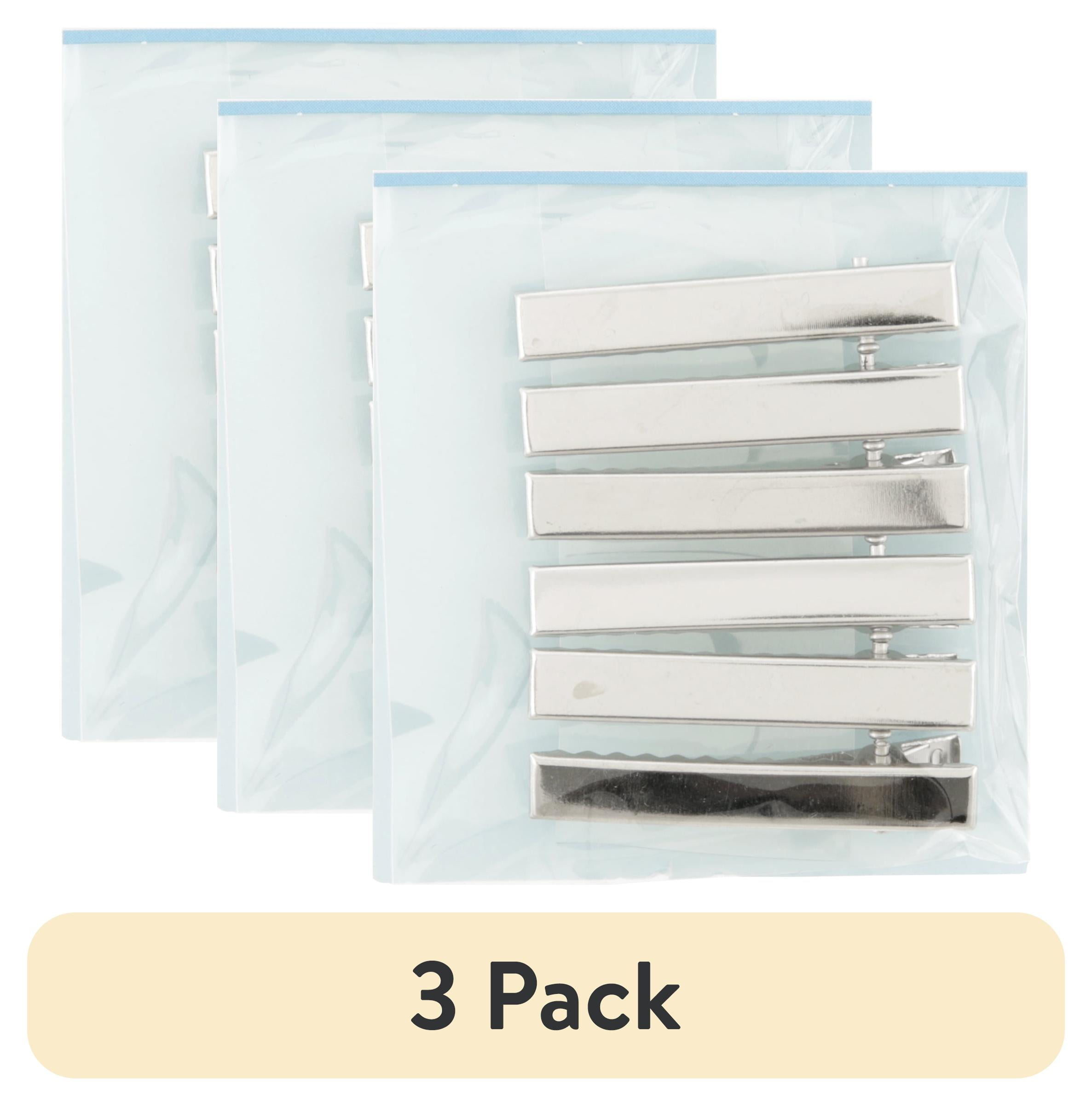 (3 pack) Offray Accessories, Silver Flatop Metal Hair Clips great for DIY hair bows, 6 count, 1 Package