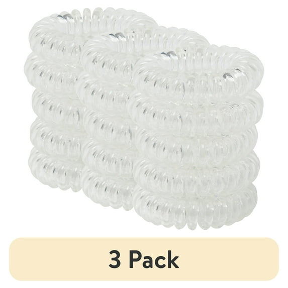 (3 pack) Offray Clear 1 1/2 Inch Mini Coil Hair Ties / Hair Band, 5 Pieces