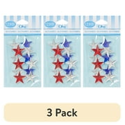 3 pack Offray Embellishment, Red, White, and Blue Adhesive Stars, Pack of 12