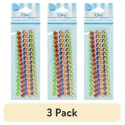 3 pack Offray multicolor, adhesive gems stripes, 90 pieces, 1 package