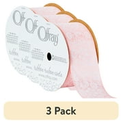 (3 pack) Offray Ribbon, Light Pink 1 1/2 inch Floral Satin Ribbon, 9 feet