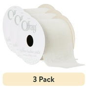 (3 pack) Offray Ribbon, Antique White 2 1/2 inch Burlap, Woven Ribbon, 9 feet