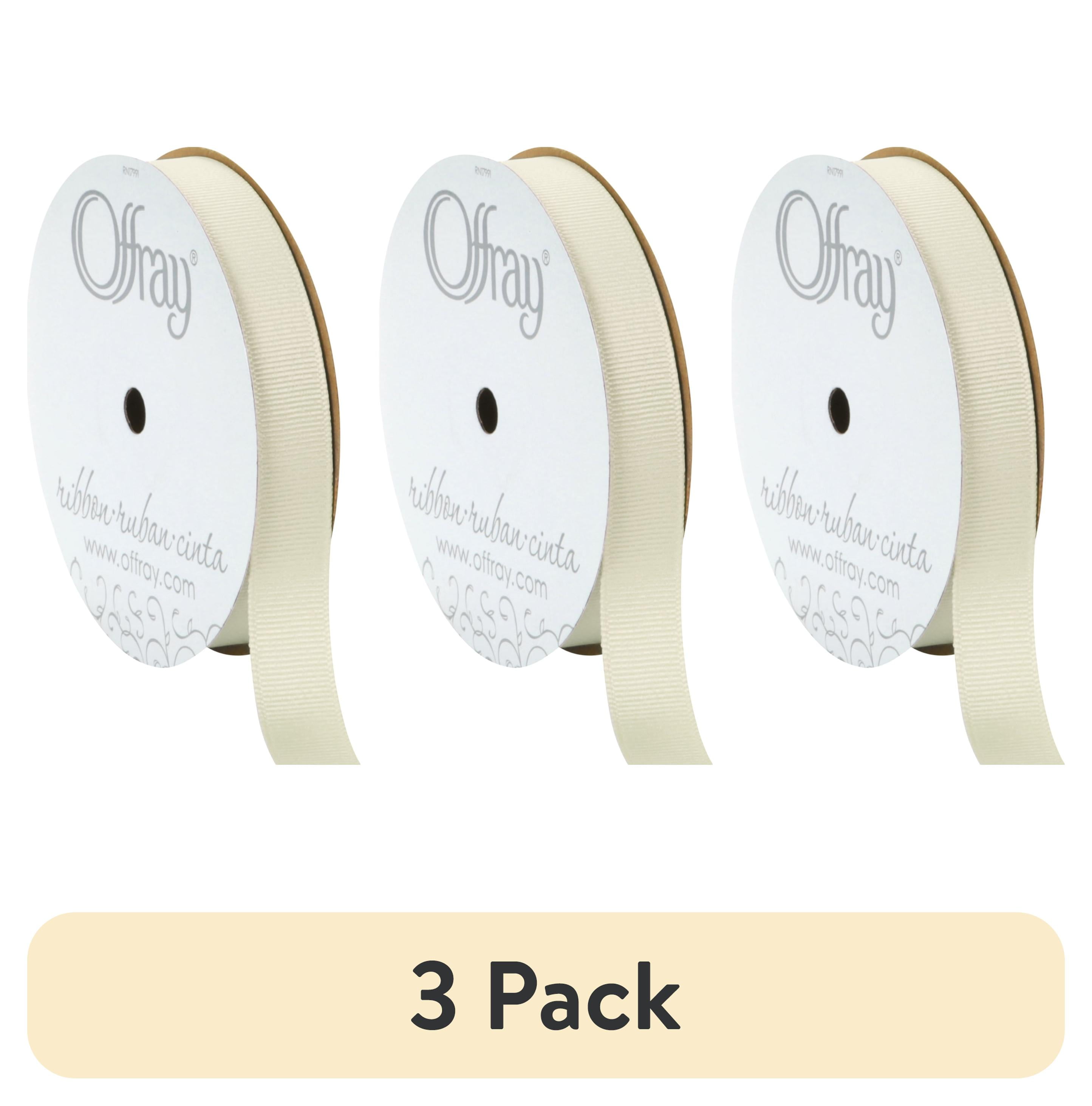(3 pack) Offray Ribbon, Antique White 5/8 inch Grosgrain Polyester Ribbon for Sewing, Crafts, and Gifting, 18 feet, 1 Each