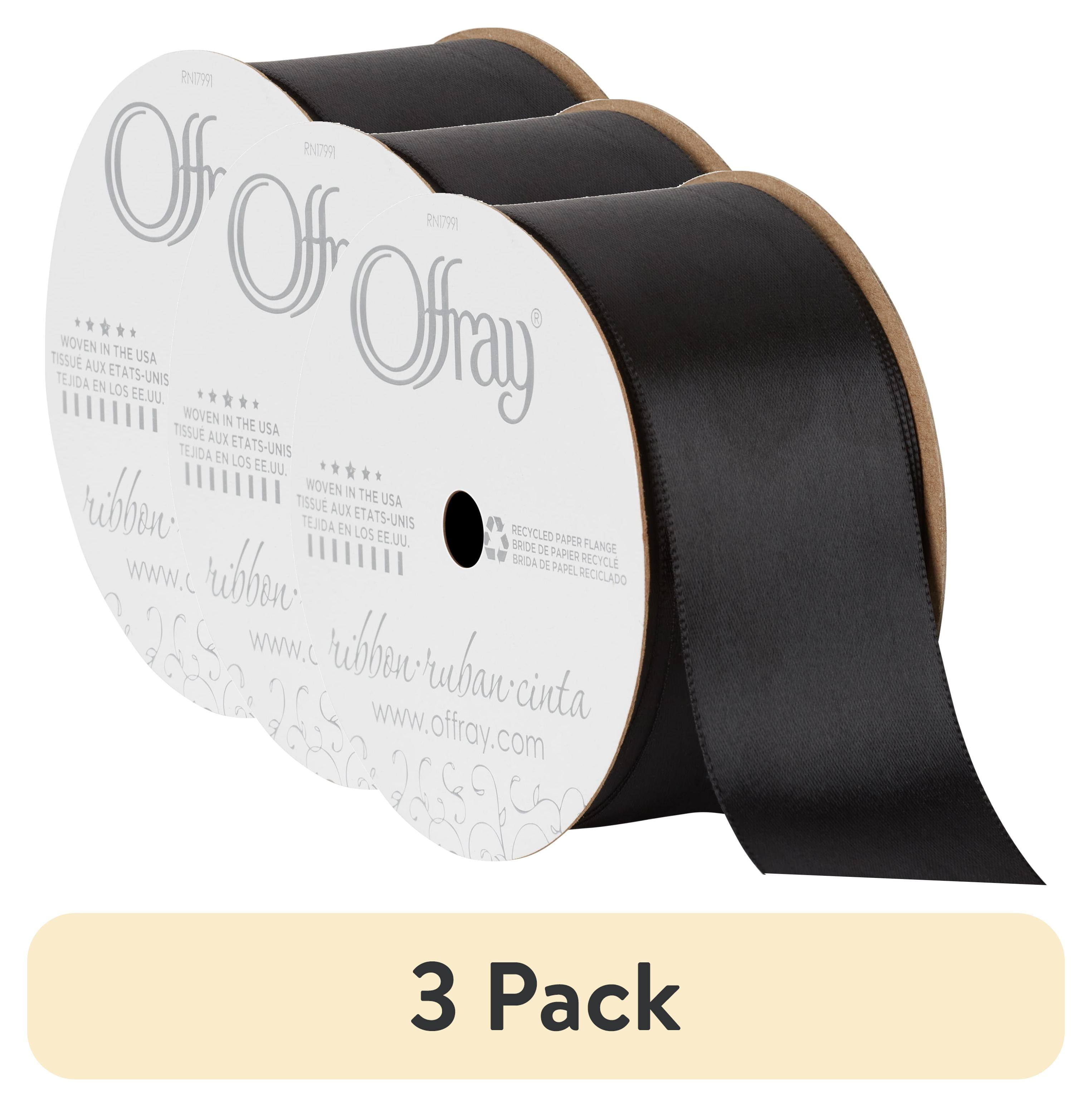 (3 pack) Offray Ribbon, Black 1 1/2 inch Single Face Satin Polyester ...