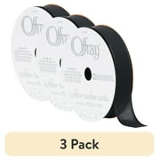 (3 pack) Offray Ribbon, Black 5/8 inch Woven Ribbon for Crafts, Gifting, and Wedding, 12 feet, 1 Each