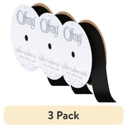 (3 pack) Offray Ribbon, Black 7/8 inch Grosgrain Polyester Ribbon, 18 feet