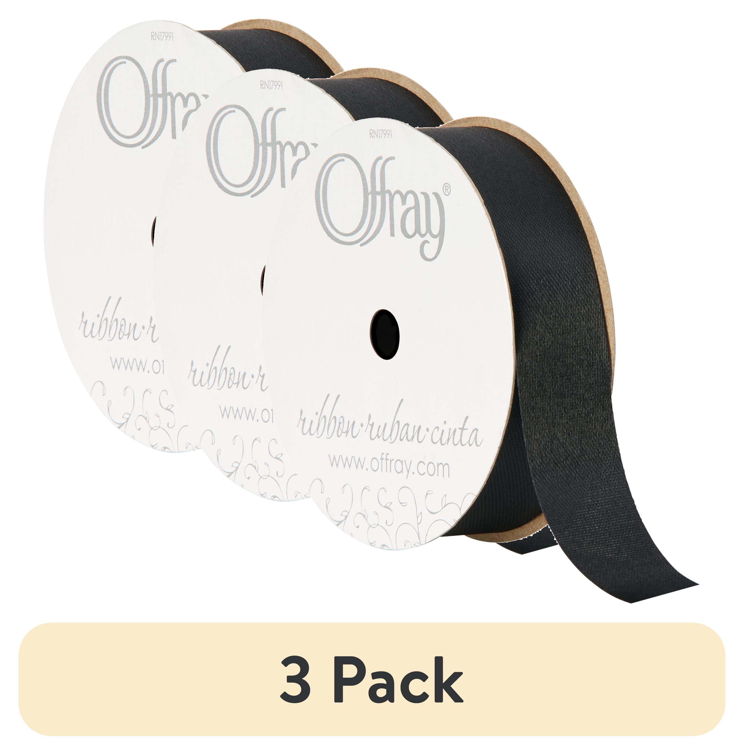 (3 pack) Offray Ribbon, Black 7/8 inch Outdoor Ribbon for Floral, Crafts, and Gifting, 21 feet, 1 Each