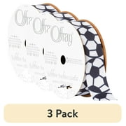 (3 pack) Offray Ribbon, Black White 7/8 inch Soccer Grosgrain Ribbon, 9 feet