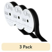 (3 pack) Offray Ribbon, Black and White 5/8 inch Grosgrain Polyester Ribbon, 9 feet