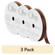 (3 pack) Offray Ribbon Brown Polyester Ribbon, 3.25" x 0.37"