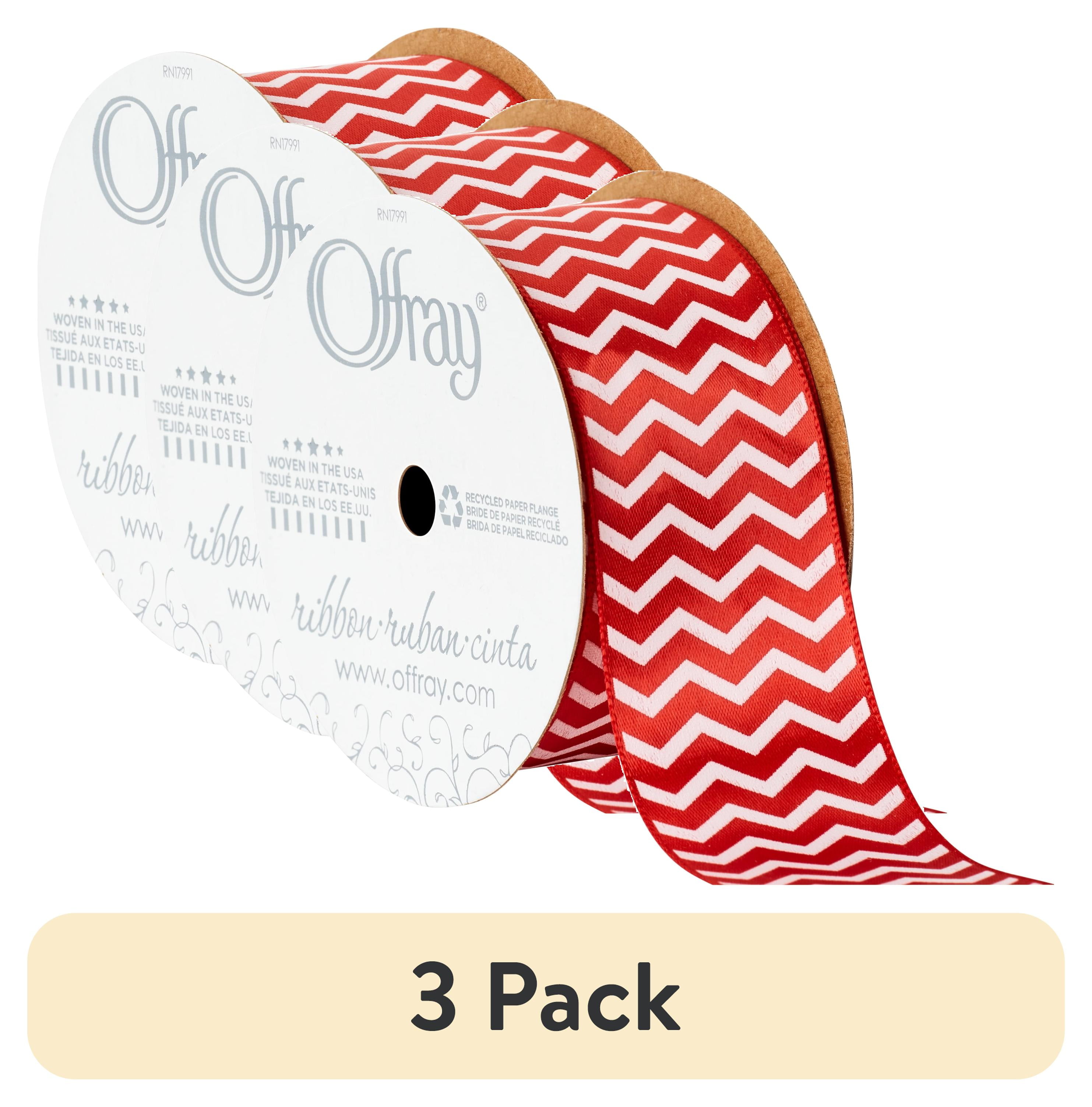 (3 pack) Offray Ribbon, Chevron Red 1 1/2 inch Single Face Satin ...