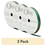 (3 pack) Offray Ribbon, Emerald Green 3/8 inch Galena Metallic Ribbon, 9 feet