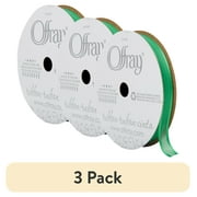 (3 pack) Offray Ribbon, Emerald Green 5/16 inch Sheer Ribbon, 9 feet