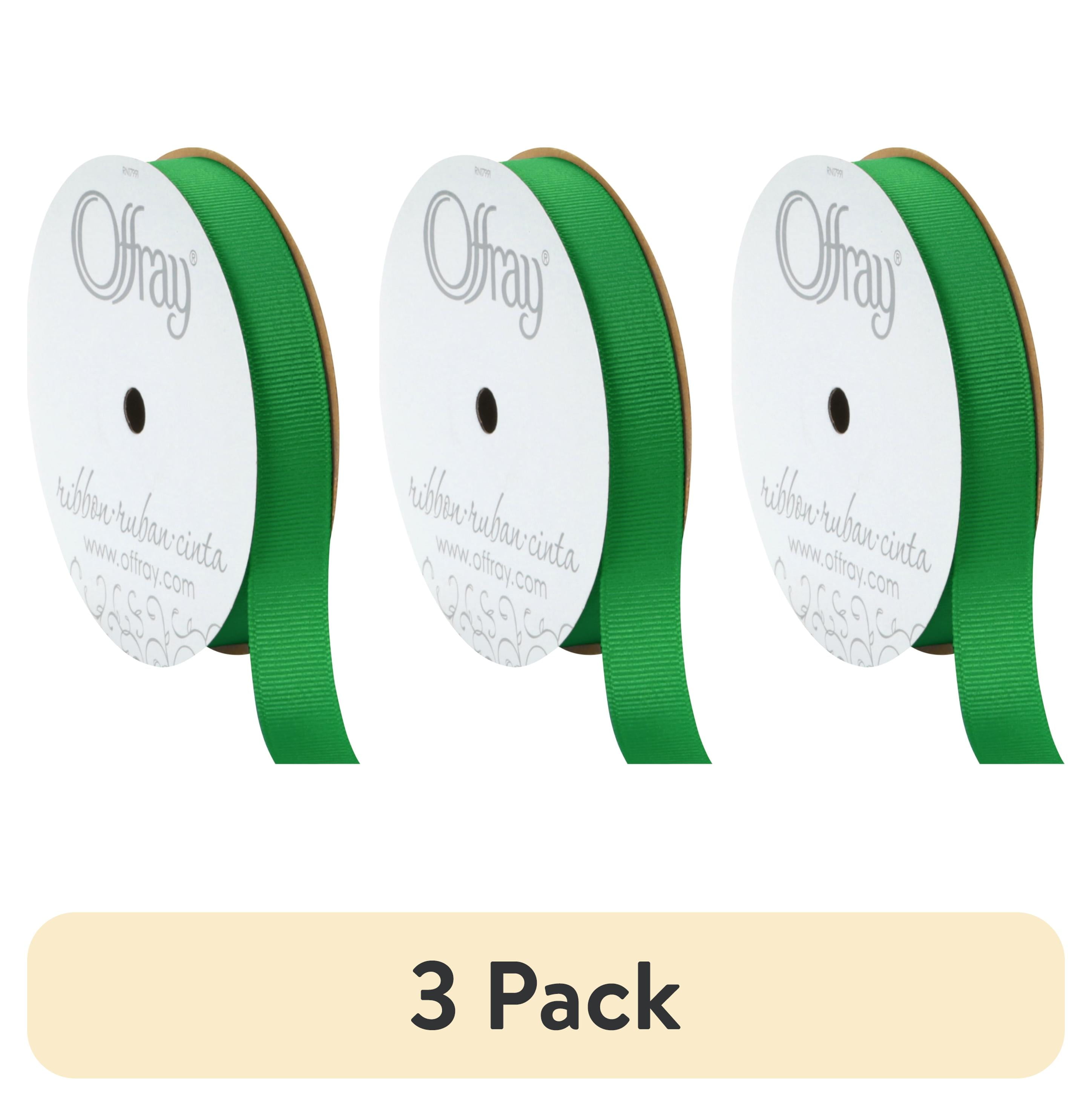 (3 pack) Offray Ribbon, Emerald Green 5/8 inch Grosgrain Polyester Ribbon, 18 feet