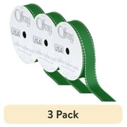 (3 pack) Offray Ribbon, Emerald Green 5/8 inch Side Stitch Grosgrain Polyester Ribbon, 9 feet