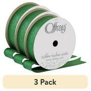 (3 pack) Offray Ribbon, Emerald Green 7/8 inch Grosgrain Glitter Polyester Ribbon for Sewing, Crafts, and Gifting, 9 feet, 1 Each