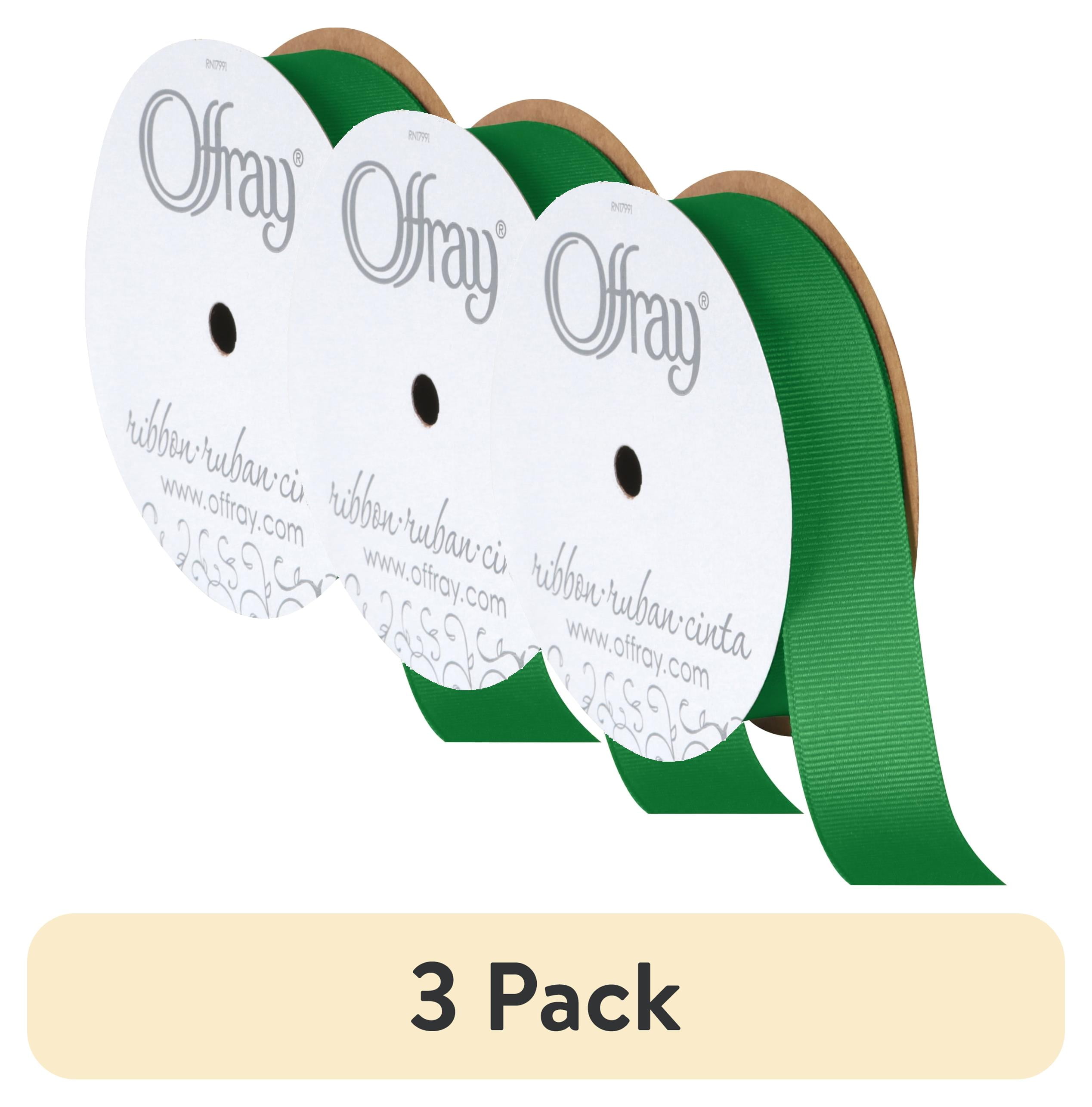 (3 pack) Offray Ribbon, Emerald Green 7/8 inch Grosgrain Polyester Ribbon, 18 feet