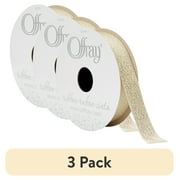 (3 pack) Offray Ribbon, Gold Dust 5/8 inch Galena Metallic Ribbon, 9 feet