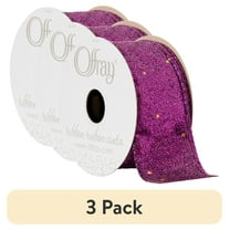 (3 pack) Offray Ribbon, Grape Purple 1 1/2 inch Wired Edge Metallic Ribbon, 9 feet