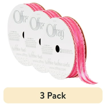 (3 pack) Offray Ribbon, Hot Pink 5/8 inch Kendra Sheer Ribbon, 9 feet