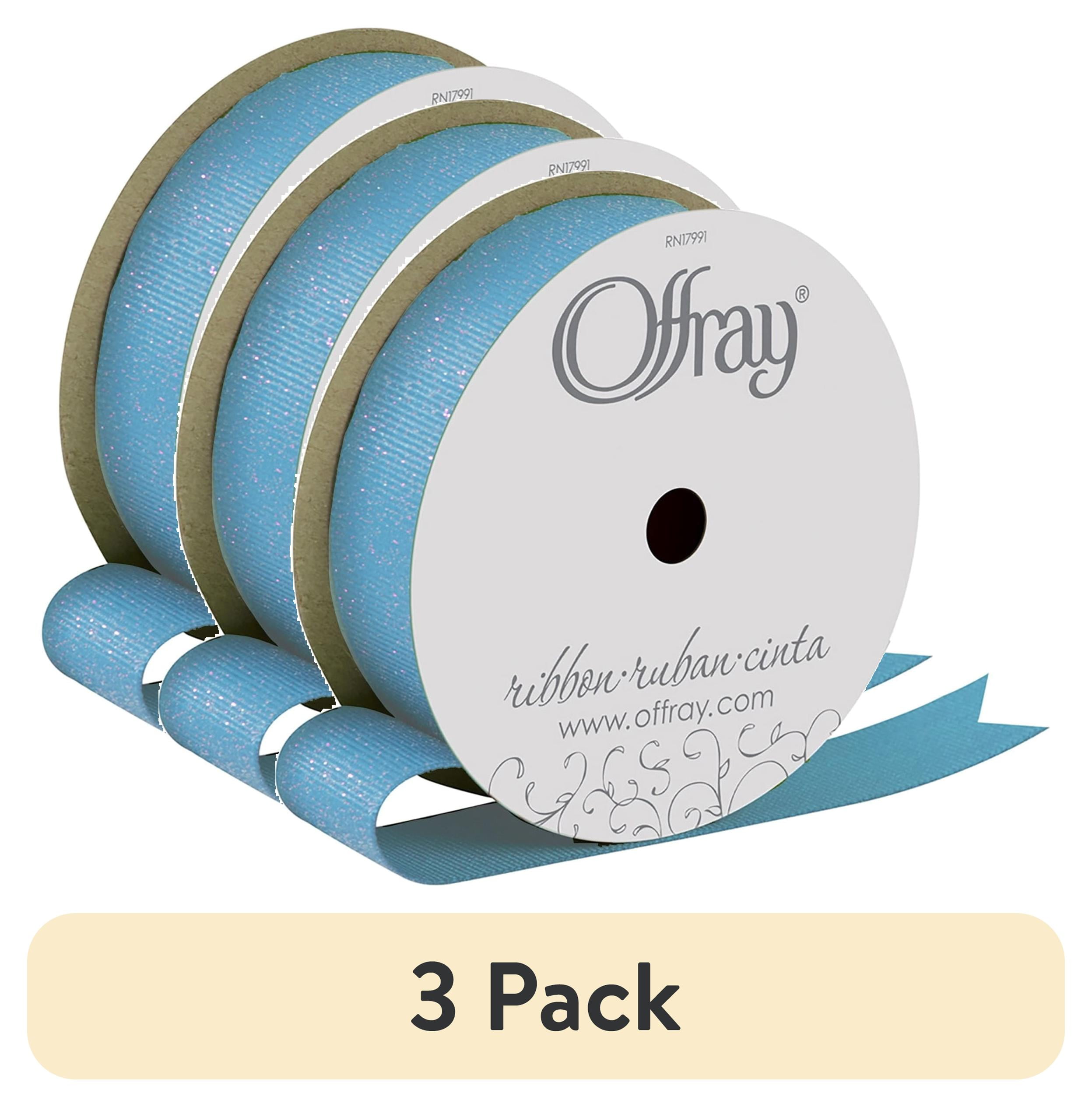 (1 pack) Offray Ribbon, Lagoon Blue 7/8 inch Grosgrain Glitter Polyester Ribbon, 9 feet