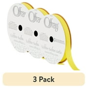 (3 pack) Offray Ribbon, Lemon Yellow 3/8 inch Grosgrain Polyester Ribbon for Sewing, Crafts, and Gifting, 18 feet, 1 Each