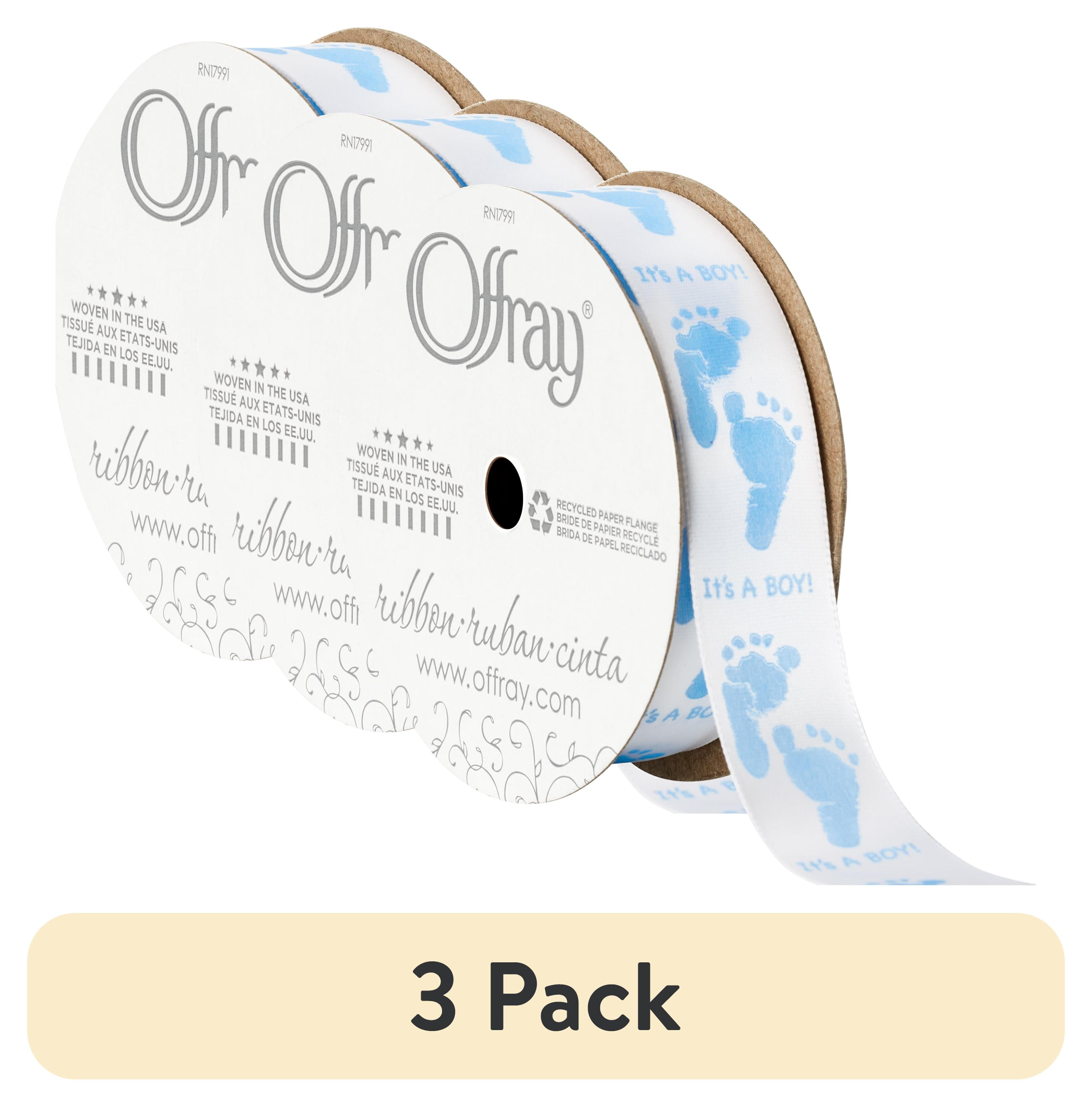(3 pack) Offray Ribbon, Its A Boy Light Blue 7/8 inch Ribbon, 9 feet