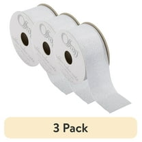 (3 pack) Offray Ribbon, Metallic Silver 1 1/2 inch Polyester Ribbon, 9 feet