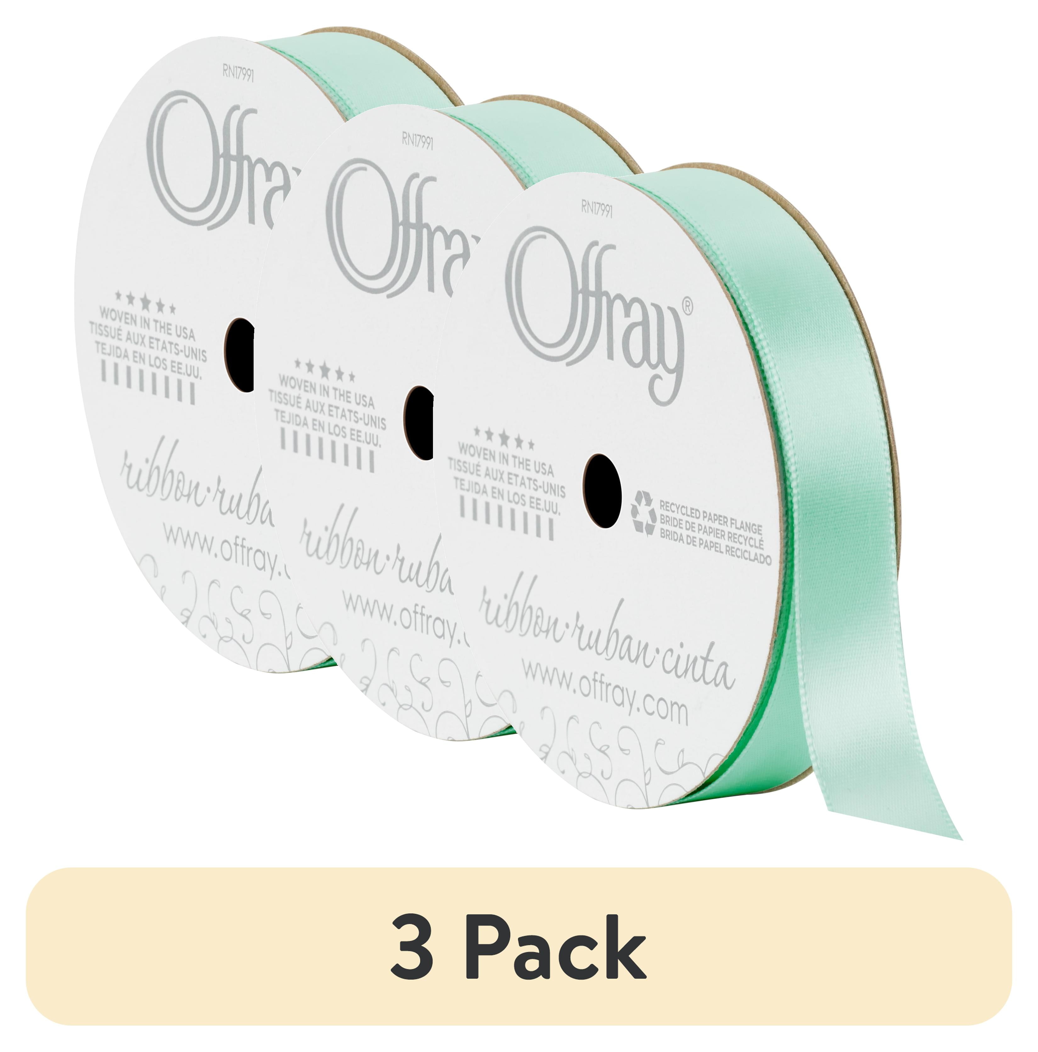 Offray Ribbon Colours (3 pack) Offray Ribbon, Mint Green 5/8 inch Single Face Satin Polyester ...