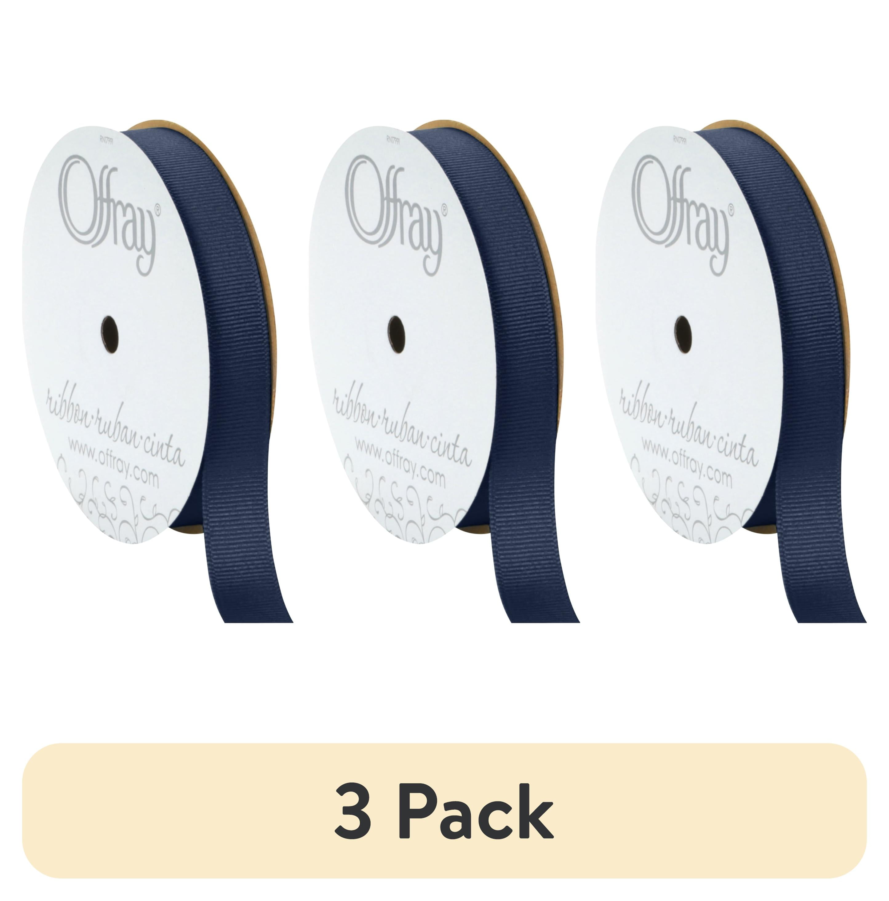 (3 pack) Offray Ribbon, Navy 5/8 inch Grosgrain Polyester Ribbon, 18 feet