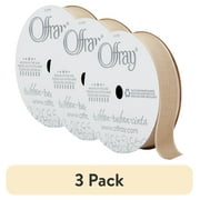 (3 pack) Offray Ribbon, Oatmeal Brown 5/8 inch Woven Ribbon, 12 feet