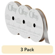(3 pack) Offray Ribbon, Opal Gray 3/8 inch Single Face Satin Polyester Ribbon for Sewing, Crafts, and Gifting, 18 feet, 1 Each