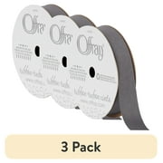 (3 pack) Offray Ribbon, Pewter Grey 5/8 inch Grosgrain Polyester Ribbon, 18 feet