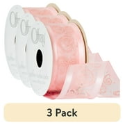 (3 pack) Offray Ribbon, Pink 1 1/2 inch Wired Edge Sheer Sheer Ribbon, 9 feet