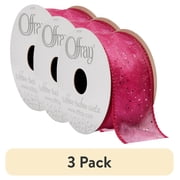 (3 pack) Offray Ribbon, Pink 1 1/2 inch Wired Grosgrain Ribbon, 9 feet