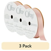 (3 pack) Offray Ribbon, Pink 5/8 inch Double Face Satin Ribbon for Sewing, Crafts, and Wedding, 18 feet, 1 Each