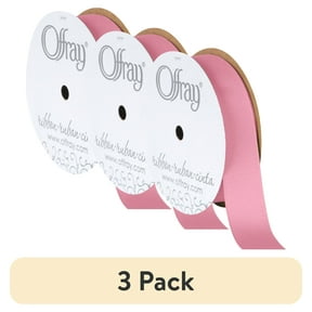 (3 pack) Offray Ribbon, Pink 7/8 inch Grosgrain Polyester Ribbon, 18 feet