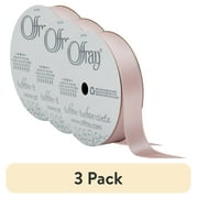 (3 pack) Offray Ribbon, Pink Blush 5/8 inch Double Face Satin Polyester Ribbon, 12 feet