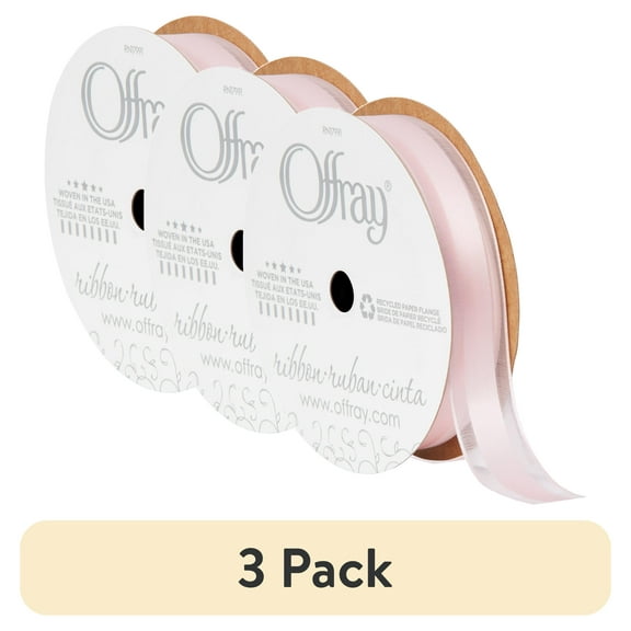 (3 pack) Offray Ribbon, Powder Pink 5/8 inch Sheer Ribbon, 9 feet, Garbo