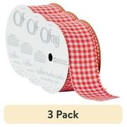 (3 pack) Offray Ribbon, Red 1 1/2 inch Gingham Woven Ribbon for Sewing, Crafts, and Gifting, 3 Yards, 1 Each